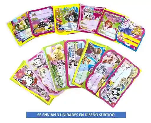 Tarjetas Adhesivas De / Para X 3 Unidades Motivos De Niña