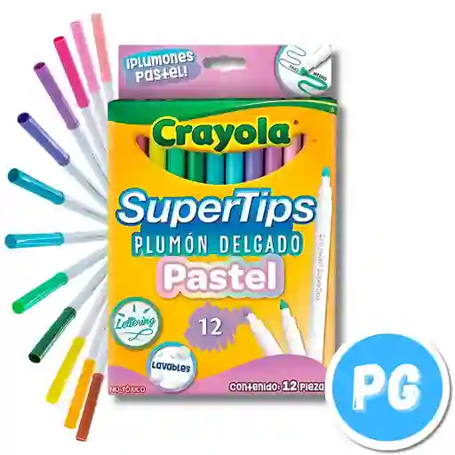 Paquete Marcador Crayola Super Tips X12 Unds Tonos Pastel