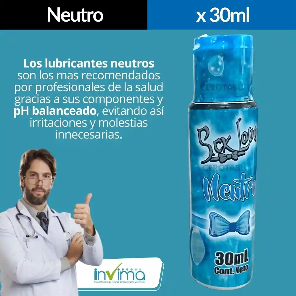 Lubricante Neutro A Base De Agua Tipo Gel X 30ml