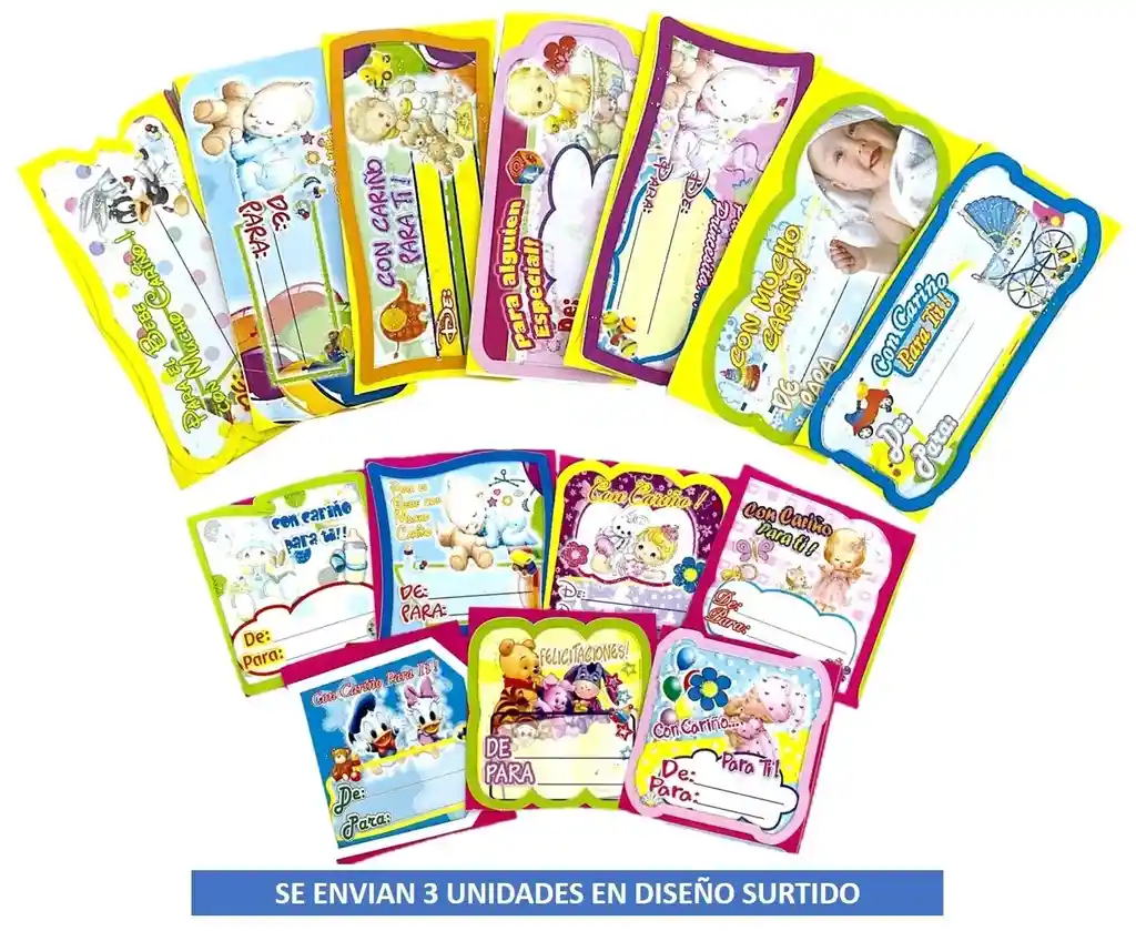 Tarjetas Adhesivas De / Para X 3 Unidades Motivos De Bebes