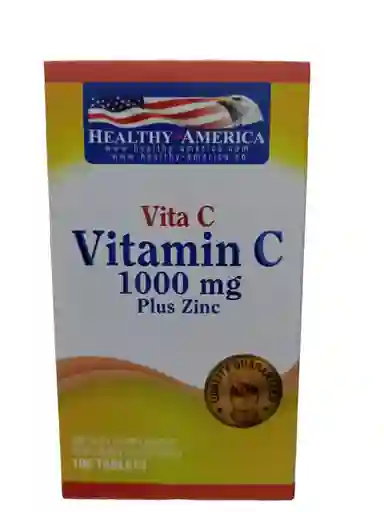 Vitamina C 1000 Mg Con Zincc X 100 Tabletas Healthy America