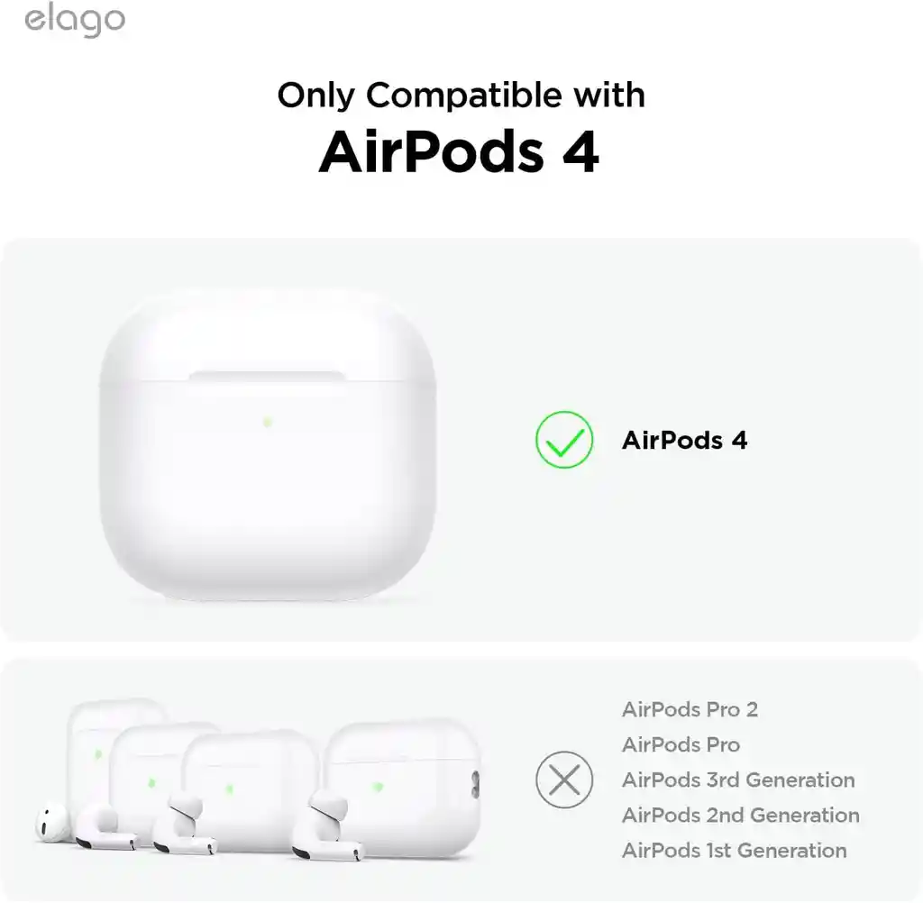 Estuche De Silicona Para Airpods 4 Elago Con Arnés En Negro