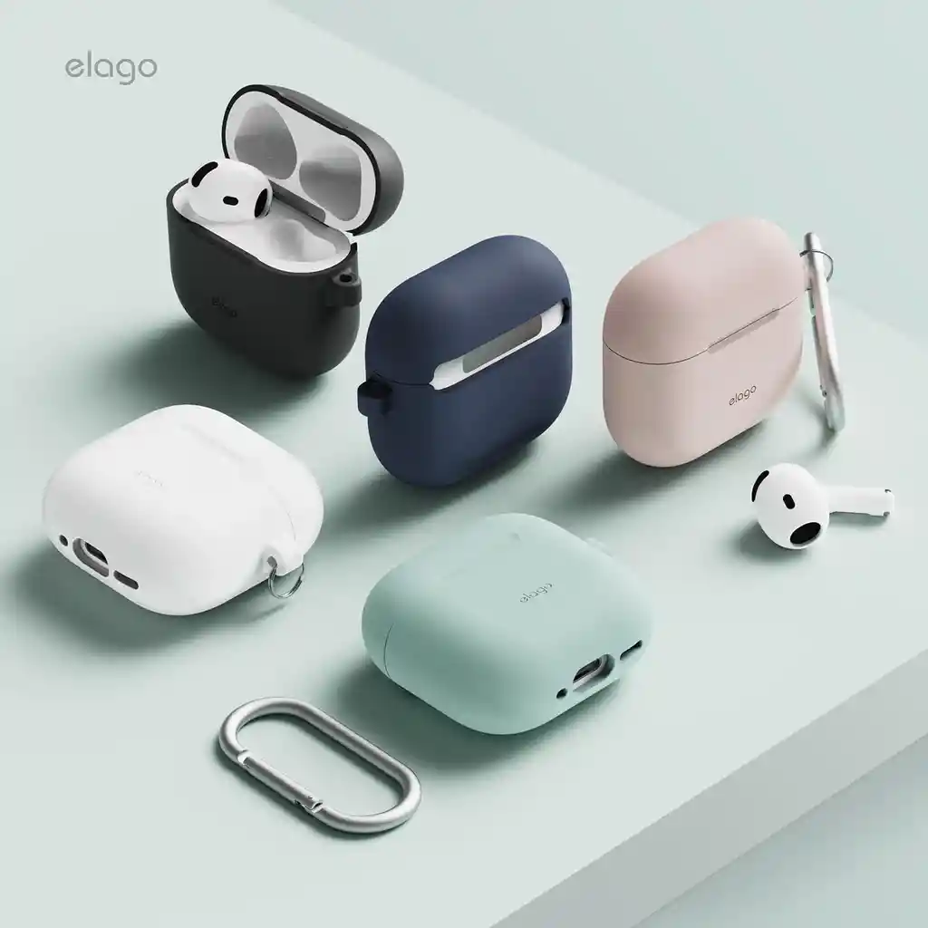 Estuche De Silicona Para Airpods 4 Elago Con Arnés En Negro