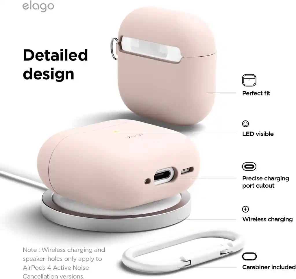 Estuche De Silicona Para Airpods 4 Elago Con Arnés En Rosado