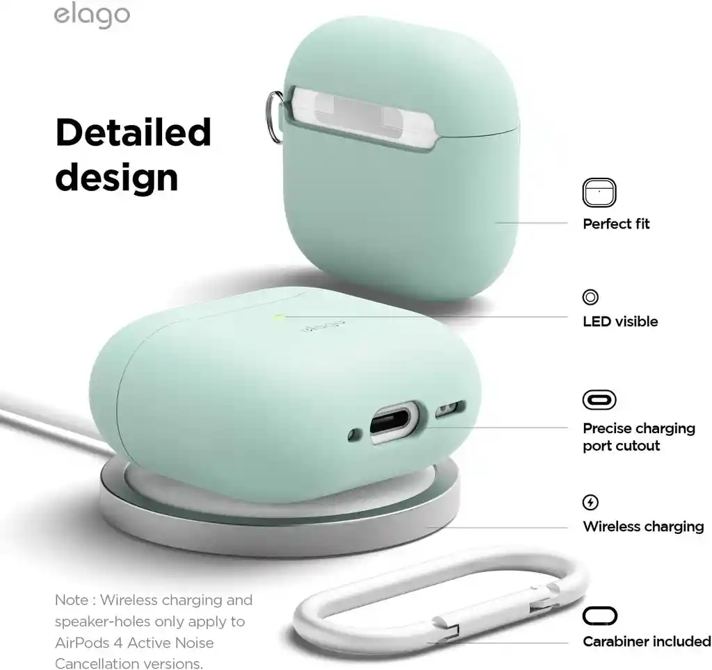 Funda De Silicona Para Airpods 4 Elago Con Arnés En Verde