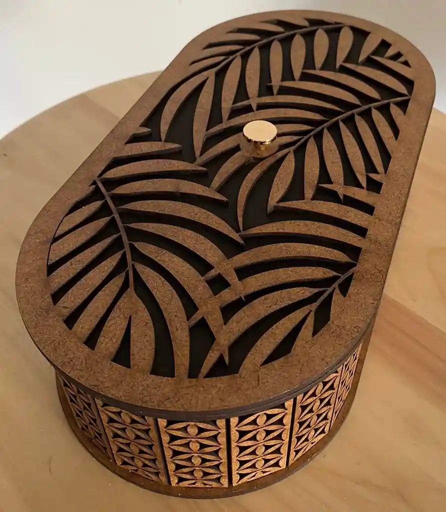 Caja De Madera Ovalada Grande 4