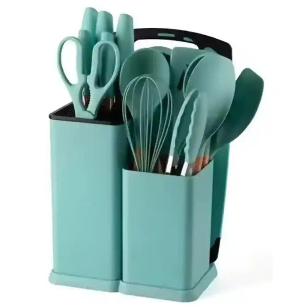 Set Utensilios Cocina En Silicona Y Juegos De Cuchillos 19pc