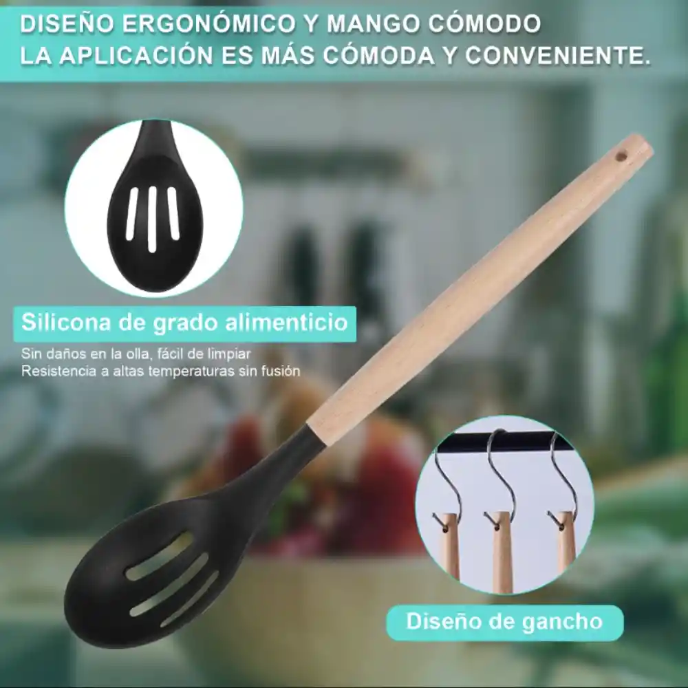 Set Utensilios Cocina En Silicona Y Juegos De Cuchillos 19pc