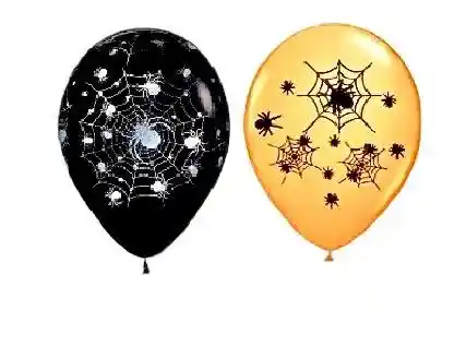 Bombas Globos Estampado Telaraña Halloween En Latex X 12 Unidades