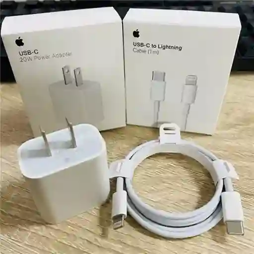 Combo Cargador Iphone 20w Carga Rápida + Usb-c A Lightning