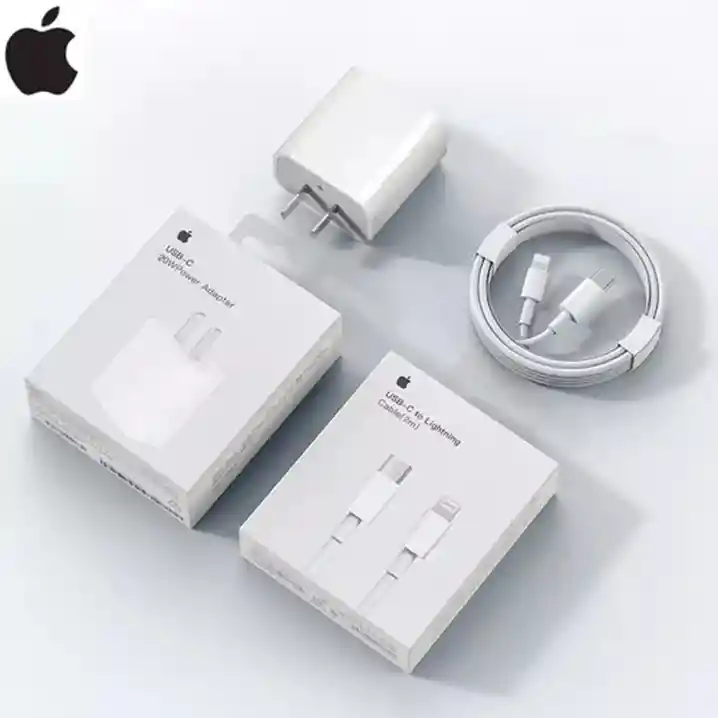 Combo Cargador Iphone 20w Carga Rápida + Usb-c A Lightning