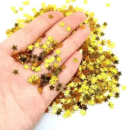 Confeti Metalizado Mini Estrellas Doradas 6mm