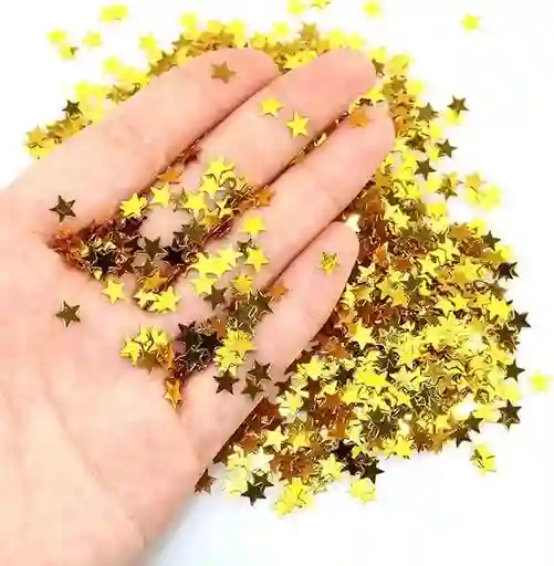 Confeti Metalizado Mini Estrellas Doradas 6mm