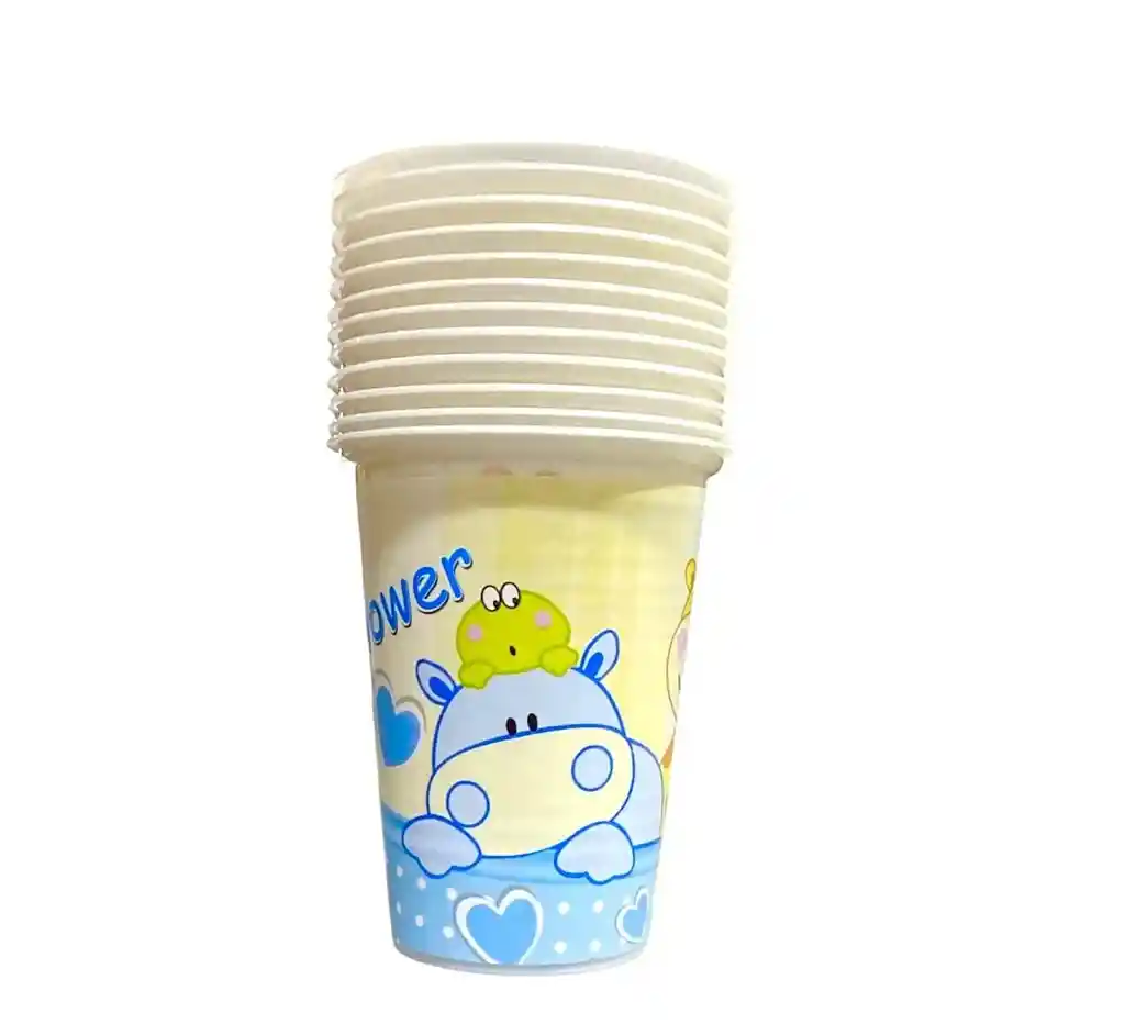 Vaso Desechable Plastico Baby Shower Azul Oz X 12 Und