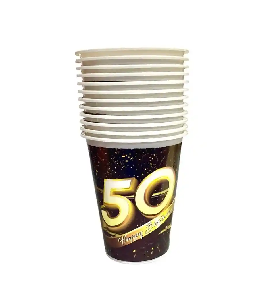 Vaso Desechable Plastico 50 Años Oz X 12 Und