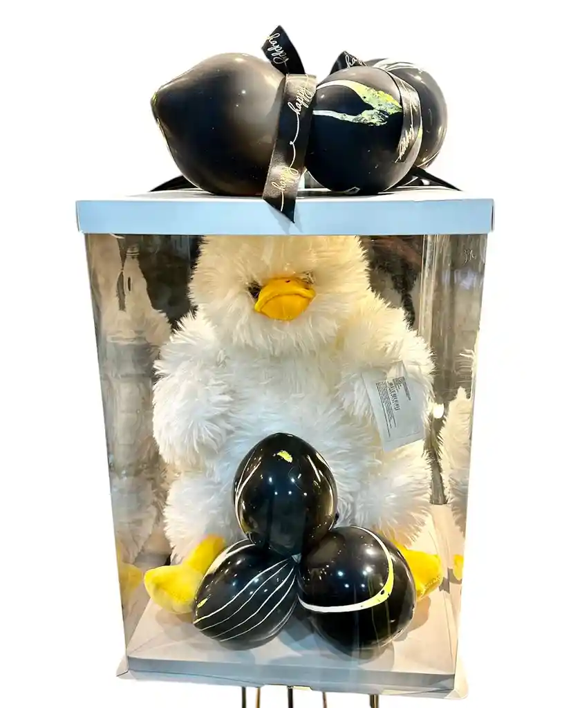 Sorpresa Regalo Peluche Pato En Caja De Lujo En Acetato Y Globos