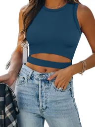 Crop Top Luzia Azul Petroleo Talla S/m