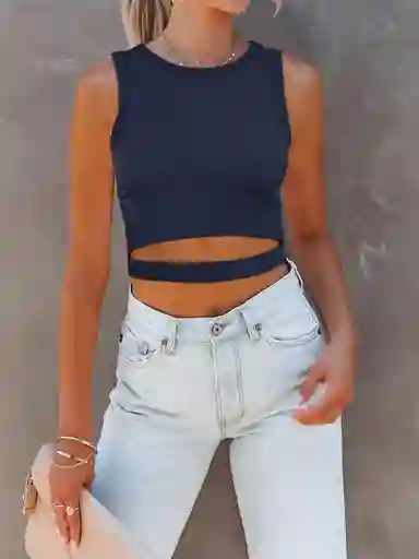 Crop Top Luzia Azul Petroleo Talla S/m