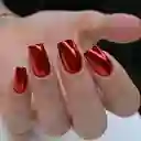 Uñas Postizas Ruby Rose X 12 Unds - Rojo Metalizado