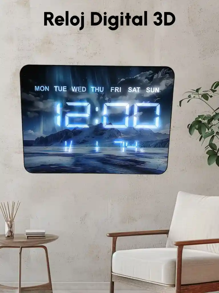 Reloj De Pared Digital Moderno Con Fecha