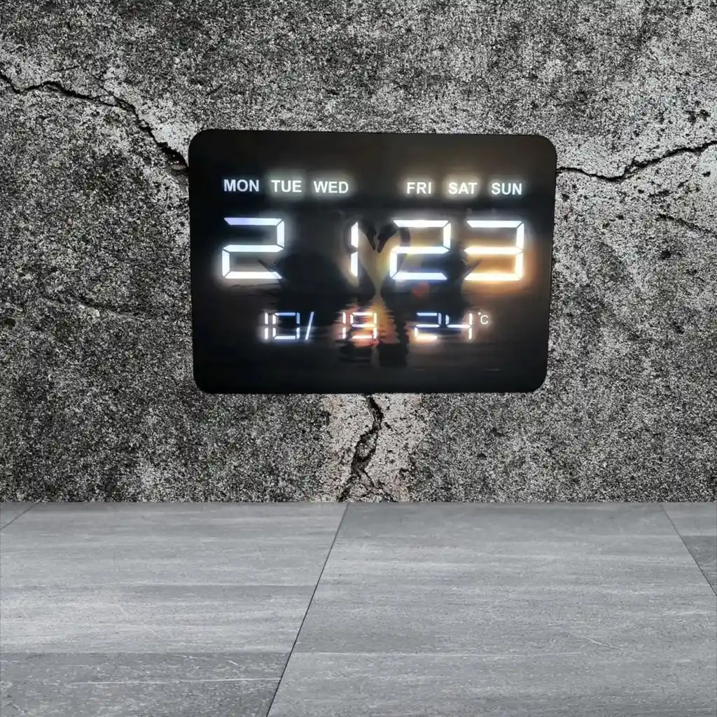 Reloj De Pared Digital Moderno Con Fecha