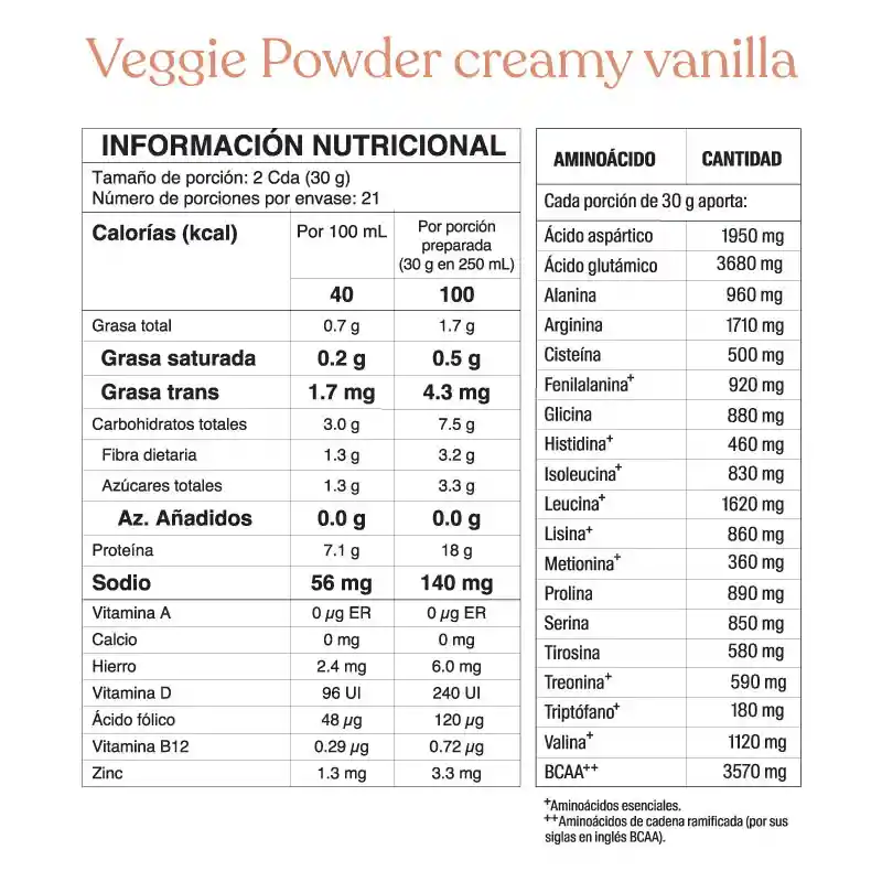 Veggie Powder Creamy Vainilla 630gr