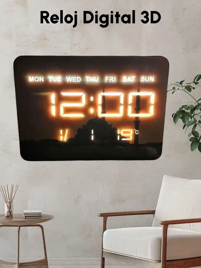 Reloj De Pared Digital Moderno Con Fecha