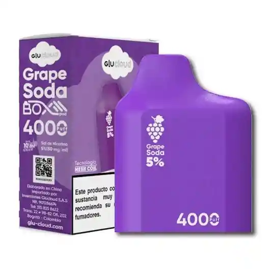 Vaporizador Glucloud Box Pod Grape Soda (uva Mentolada)