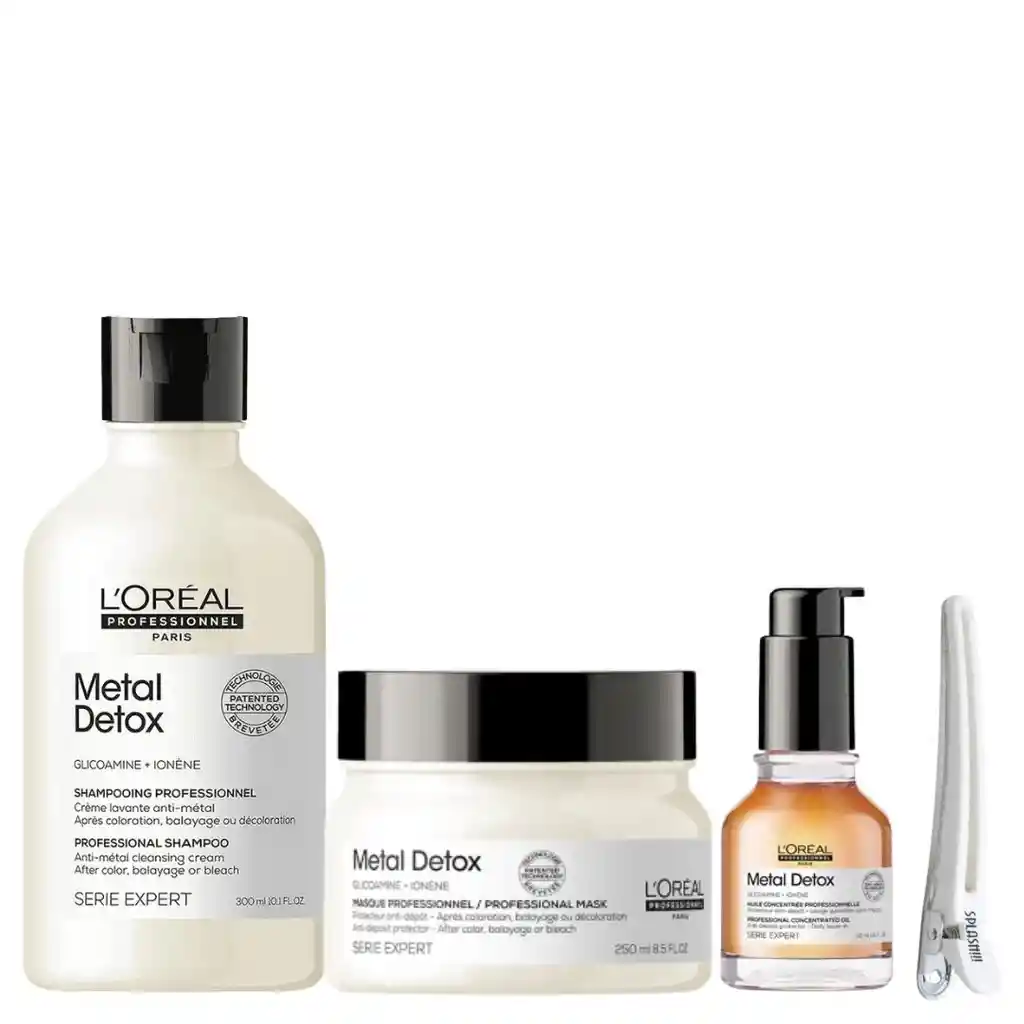 Kit Loreal Metal Detox - Deten El Quiebre - Shampoo Mascarilla Y Oleo