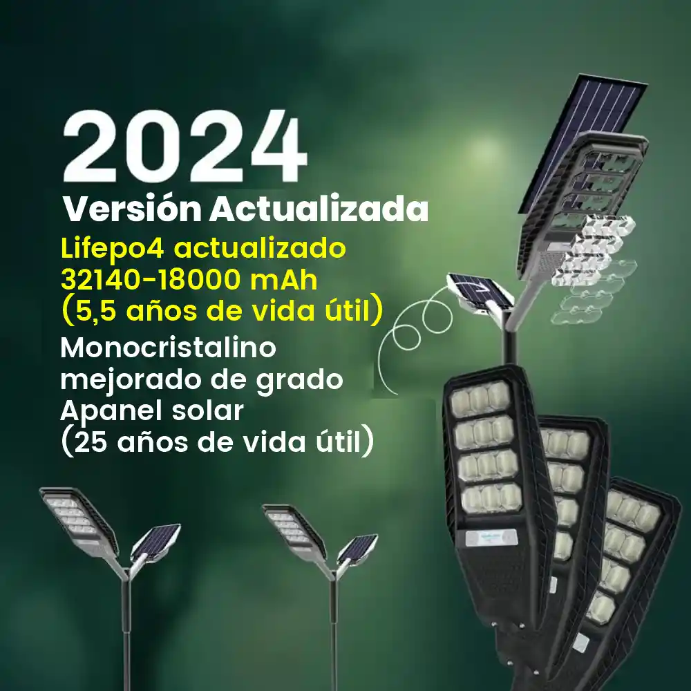 Lampara De Alumbrado Publico Solar 500w Luz Led Exteriores