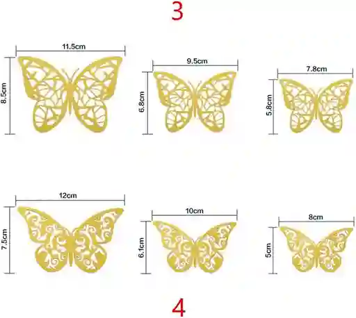 Mariposas Decorativas Tridimensionales Adhesivas X12