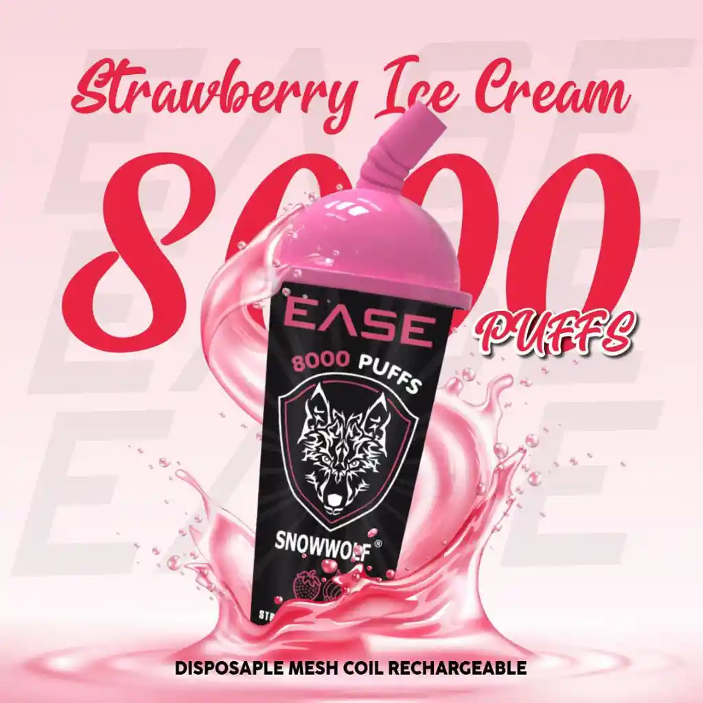 Snow Wolf Ease 8000 Puffs Strawberry Ice Cream 5% Nic.