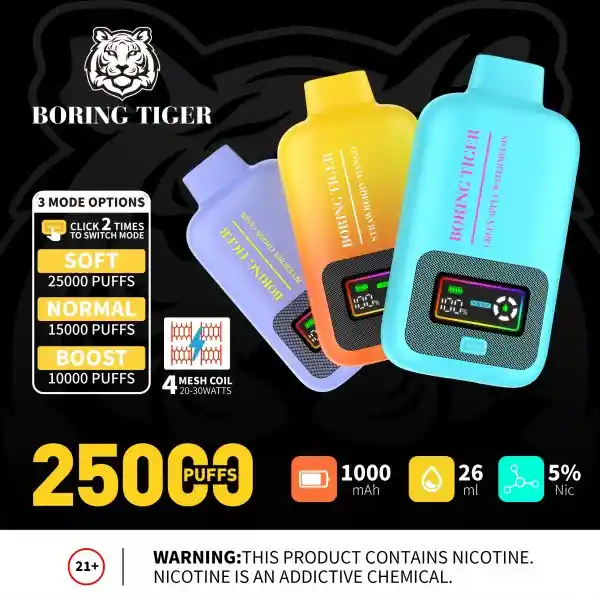 Vaper Desechable Boring Tiger 25.000puff - Strawberry Raspberry