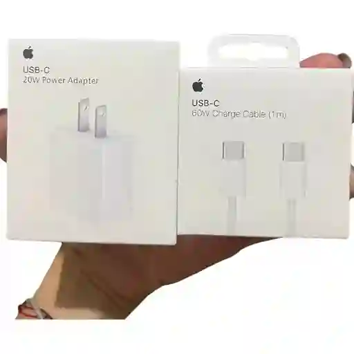 Combo Cargador Iphone 15 Y 16 20w+cable Tipoc-tipoc 60w 1 Metro