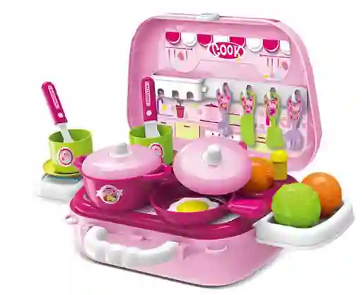 Kit Cosina 2/1 Maleta Portatil Juguete Didactico Niñas