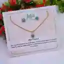 Conjunto (collar Y Aretes) Ojo Turco De Protección En Nacar