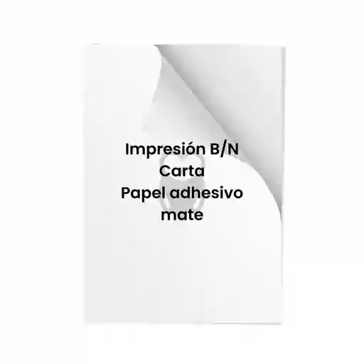 Impresión En Papel Adhesivo Carta Mate Und Blanco Y Negro