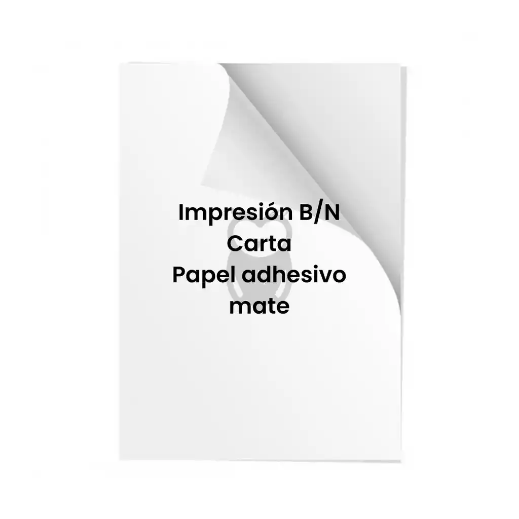 Impresión En Papel Adhesivo Carta Mate Und Blanco Y Negro