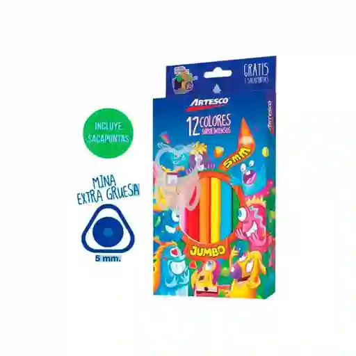 Colores Artesco X 12 Kids Jumbo 5mm Mina Gruesa Triangulares