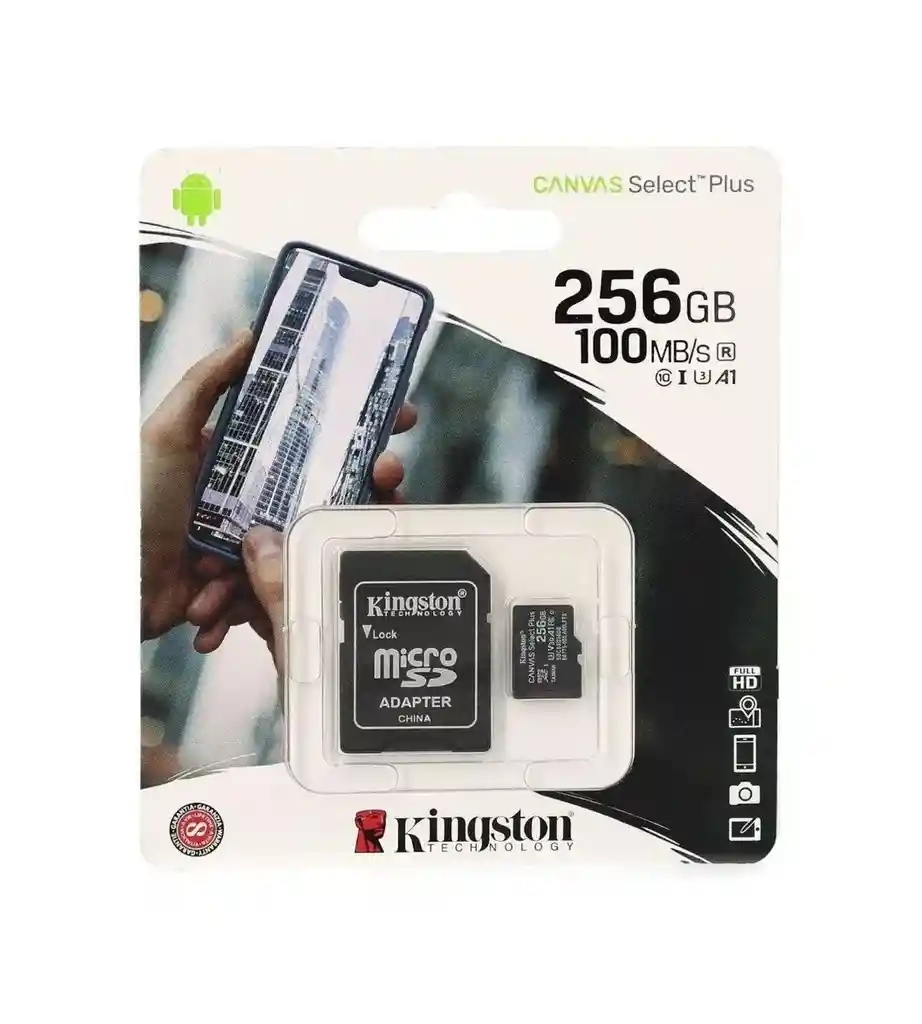 Microsd 256gb 100mb/s Canvas Select Plus Kingston