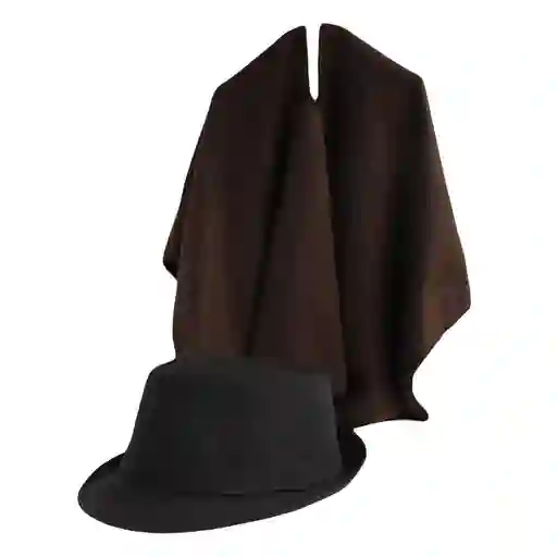 Sombrero Negro Y Ruana Café Traje Típico Boyacense Niño De 12 A 15 Años