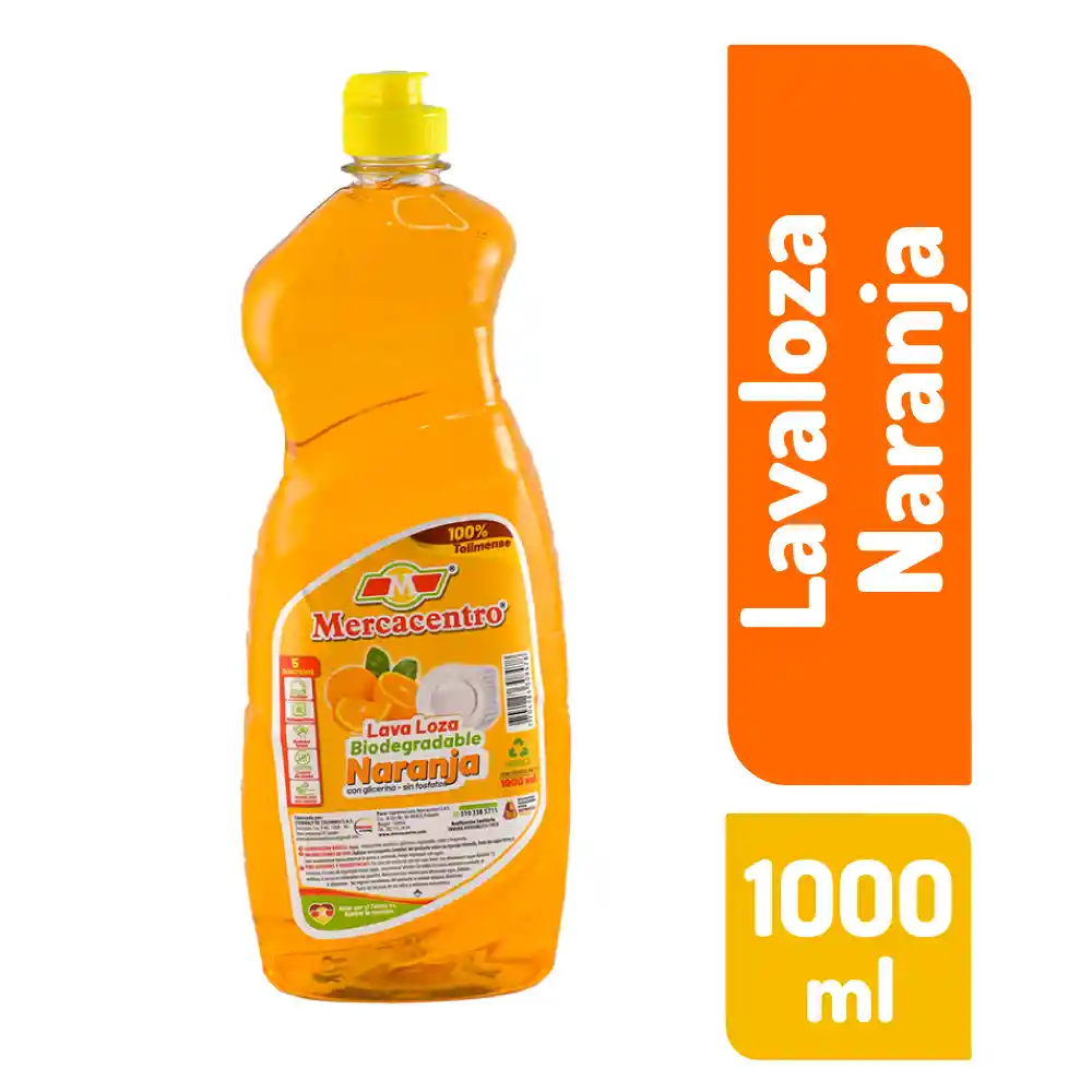 Lavaloza Líquido Mercacentro Naranja X 1000 Ml