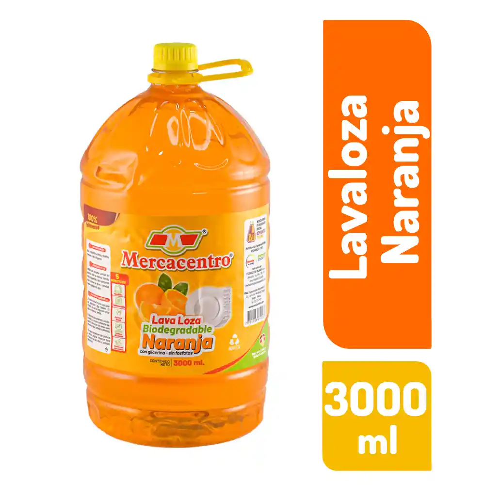 Lavaloza Líquido Mercacentro Naranja X 3000 Ml