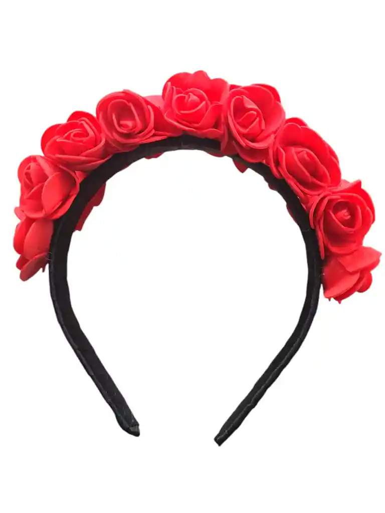 Diadema Para Halloween Catrina De Flores Rojo X2