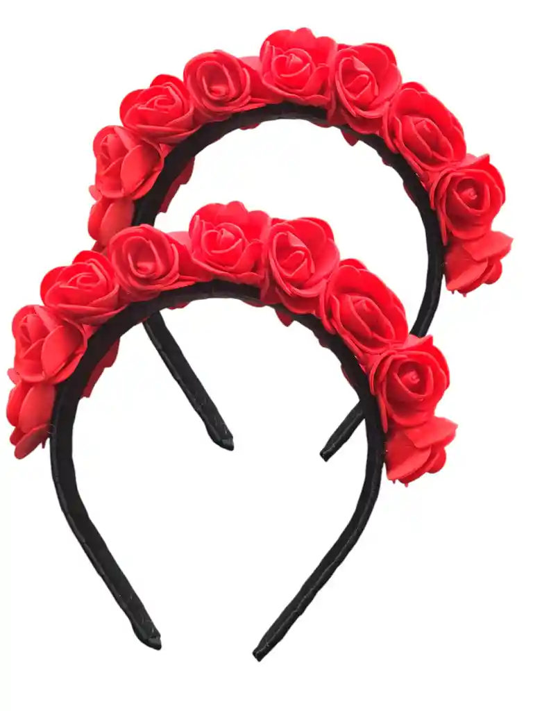 Diadema Para Halloween Catrina De Flores Rojo X2