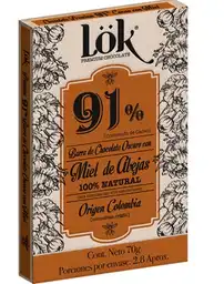 Chocolate Lok 91% Con Miel De Abejas - 70 Gr	