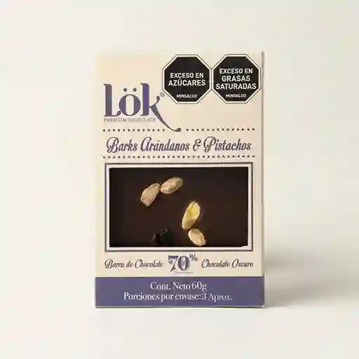 Bark Lok Chocolate 70% Arandanos / Pistacho - 60 Gr	