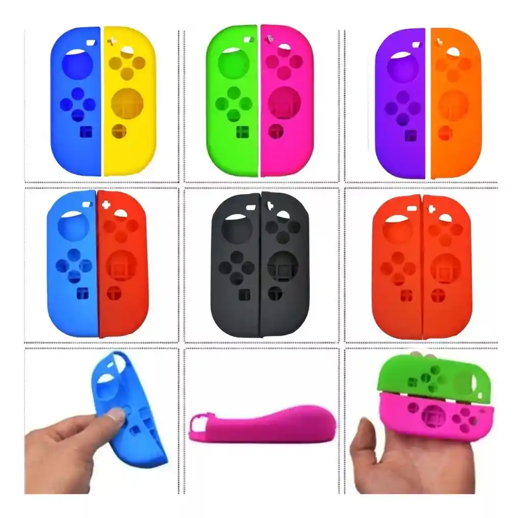 Funda De Silicona Protectora Con Mango Antideslizante Para Nintendo Switch Joycon