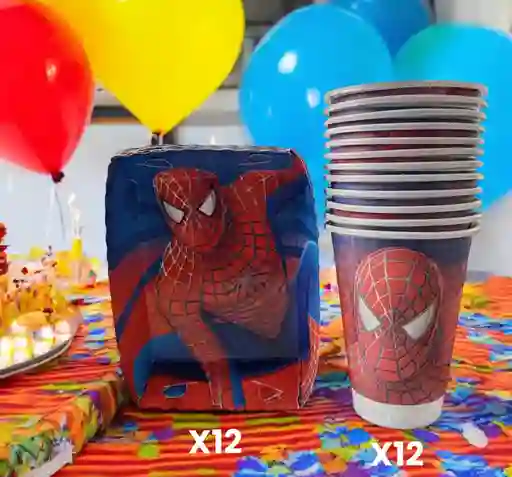 Set De Fiesta Hombre Araña 12 Torteros Y 12 Vasos