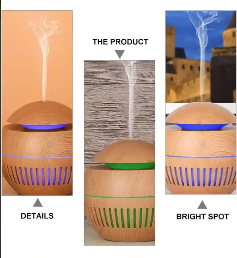 Difusor Humidificador Aroma Luz Led Esfera Rayas + Esencia